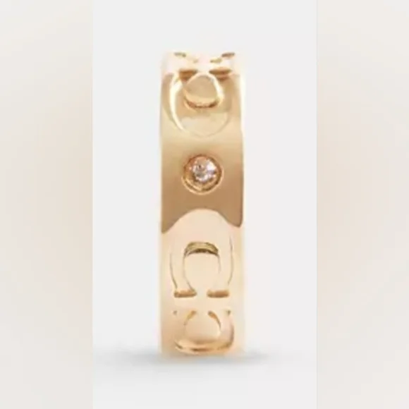 New COACH  Kissing Ear Cuff In Gold Color With Gems/Singature C (NWT) - Picture 7 of 8